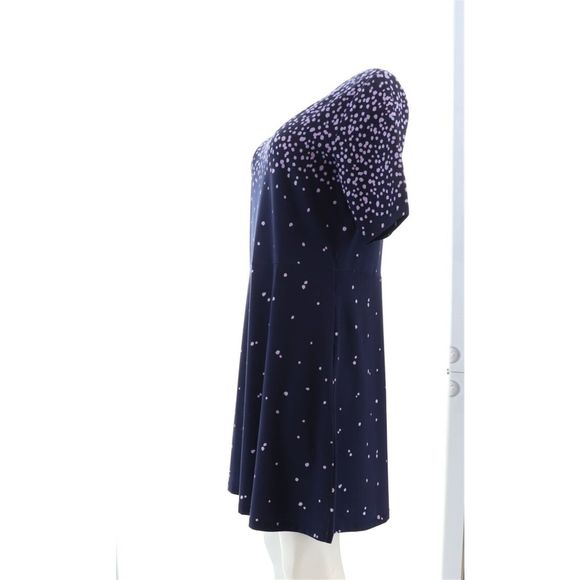Isaac Mizrahi Scattered Dot Fit Flare Dress Dark Navy A395256A - Picture 3 of 9